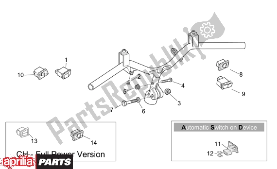 Todas as partes de Handlebar Buttons do Aprilia SR Ditech Euro 2 554 50 2002 - 2003