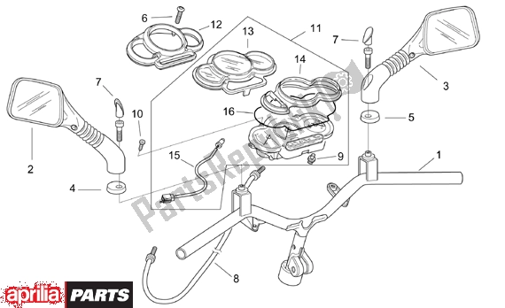 Alle onderdelen voor de Handlebar Dashboard van de Aprilia SR Ditech Euro 2 554 50 2002 - 2003