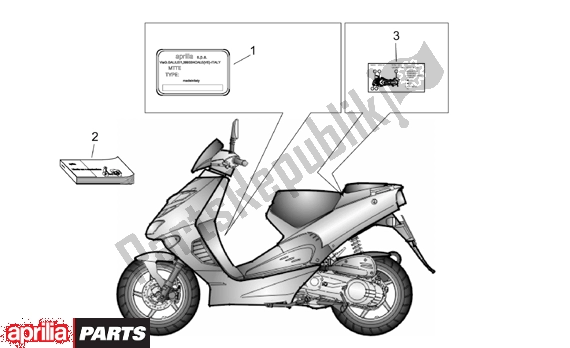 Alle onderdelen voor de Plate Set And Handbook van de Aprilia SR Ditech Euro 2 554 50 2002 - 2003