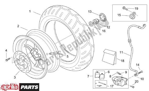 Tutte le parti per il Rear Wheel Disc Brake del Aprilia SR Ditech Euro 2 554 50 2002 - 2003