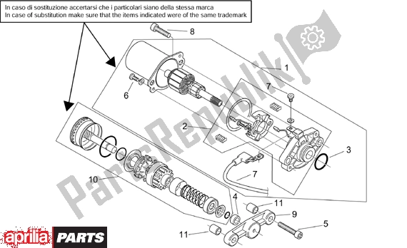 Alle Teile für das Starter Motor des Aprilia SR Ditech Euro 2 554 50 2002 - 2003