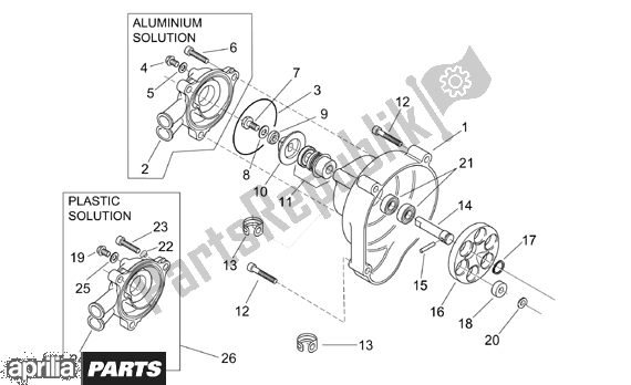 Toutes les pièces pour le Water Pump du Aprilia SR Ditech Euro 2 554 50 2002 - 2003