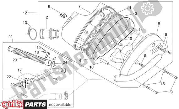 Todas as partes de Air Box do Aprilia SR H2O Ditech Carburatore 553 50 2000 - 2003