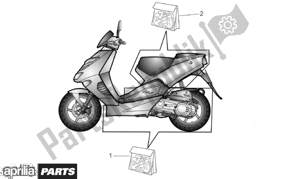 Alle onderdelen voor de Central And Rear Body Decal van de Aprilia SR H2O Ditech Carburatore 553 50 2000 - 2003