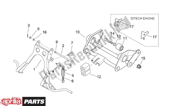 All parts for the Central Stand Connecting Rod of the Aprilia SR H2O Ditech Carburatore 553 50 2000 - 2003