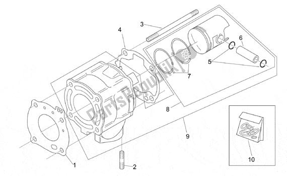 Toutes les pièces pour le Cylinder With Piston du Aprilia SR H2O Ditech Carburatore 553 50 2000 - 2003