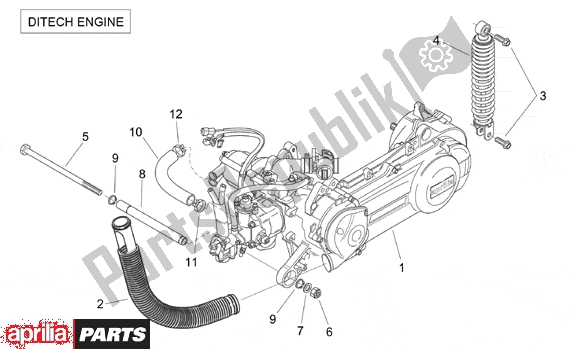 Alle Teile für das Engine (ditech) des Aprilia SR H2O Ditech Carburatore 553 50 2000 - 2003