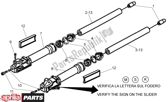 Alle Teile für das Front Fork Ii des Aprilia SR H2O Ditech Carburatore 553 50 2000 - 2003