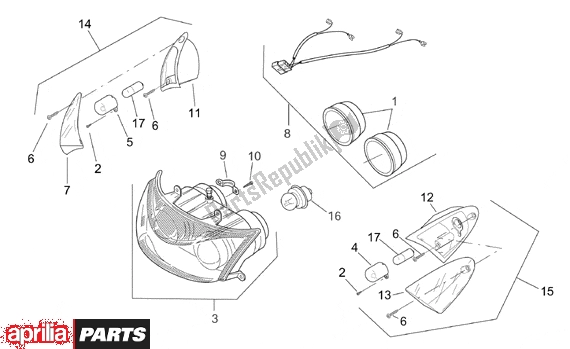 Todas las partes para Front Lights de Aprilia SR H2O Ditech Carburatore 553 50 2000 - 2003