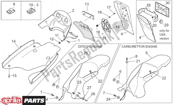 Wszystkie części do Rear Body Iii Aprilia SR H2O Ditech Carburatore 553 50 2000 - 2003