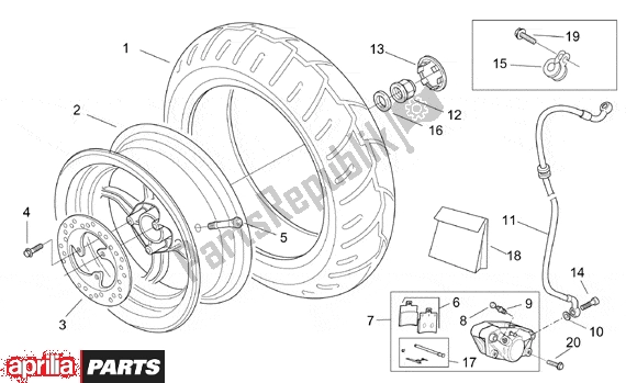 Alle Teile für das Rear Wheel Disc Brake des Aprilia SR H2O Ditech Carburatore 553 50 2000 - 2003