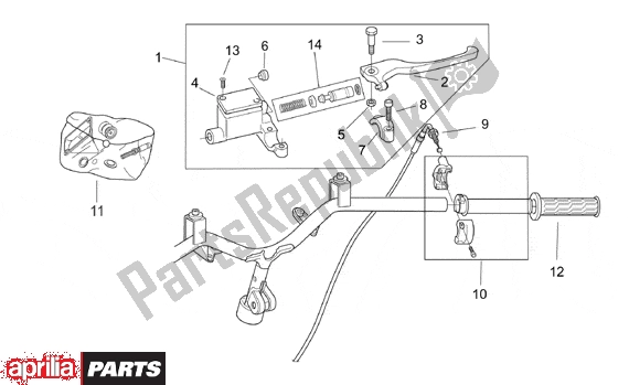 Tutte le parti per il Rh Controls del Aprilia SR H2O Ditech Carburatore 553 50 2000 - 2003