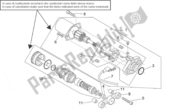 Todas las partes para Starter Motor de Aprilia SR H2O Ditech Carburatore 553 50 2000 - 2003