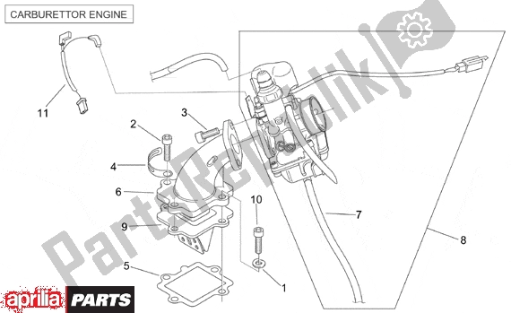 All parts for the Supply (carburettor) of the Aprilia SR H2O Ditech Carburatore 553 50 2000 - 2003