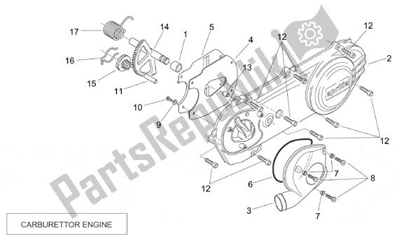 Todas las partes para Transmission Cover (carburettor) de Aprilia SR H2O Ditech Carburatore 553 50 2000 - 2003