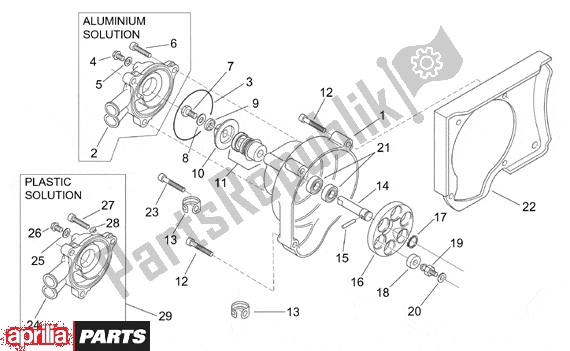 Wszystkie części do Water Pump Aprilia SR H2O Ditech Carburatore 553 50 2000 - 2003