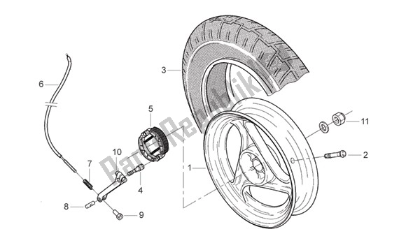 Alle onderdelen voor de Achterwiel van de Aprilia SR Viper Liquid Cooled 511 50 1994 - 1996