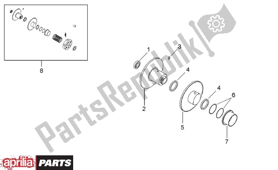 Alle Teile für das Secundaire Poelie des Aprilia SR Viper Liquid Cooled 511 50 1994 - 1996