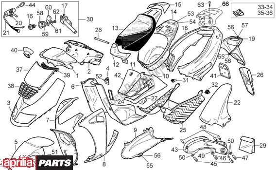 Tutte le parti per il Verkleding del Aprilia SR Viper Liquid Cooled 511 50 1994 - 1996