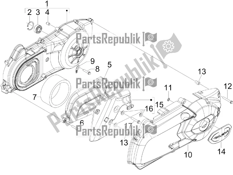All parts for the Crankcase Cover - Crankcase Cooling of the Aprilia SR MAX 125 2016