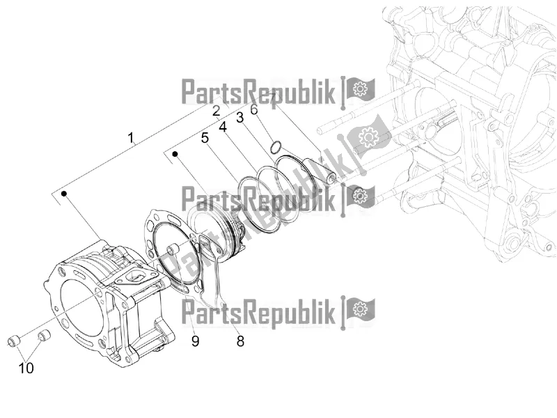 All parts for the Cylinder-piston-wrist Pin Unit of the Aprilia SR MAX 125 2016