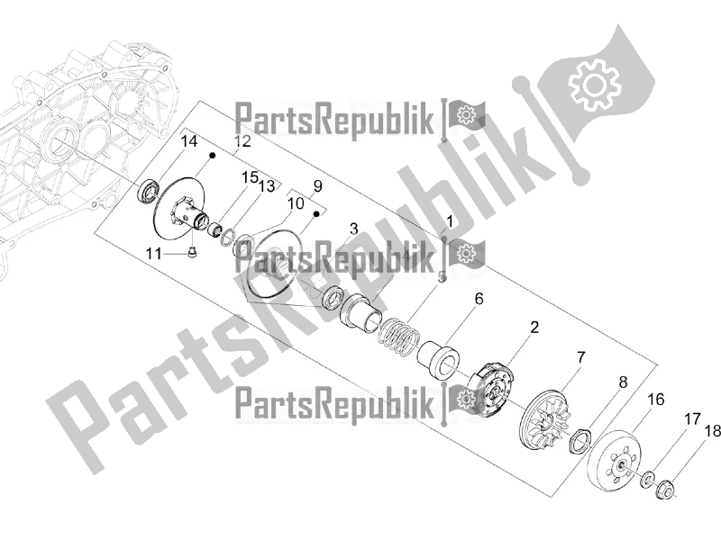 All parts for the Driven Pulley of the Aprilia SR MAX 125 2016