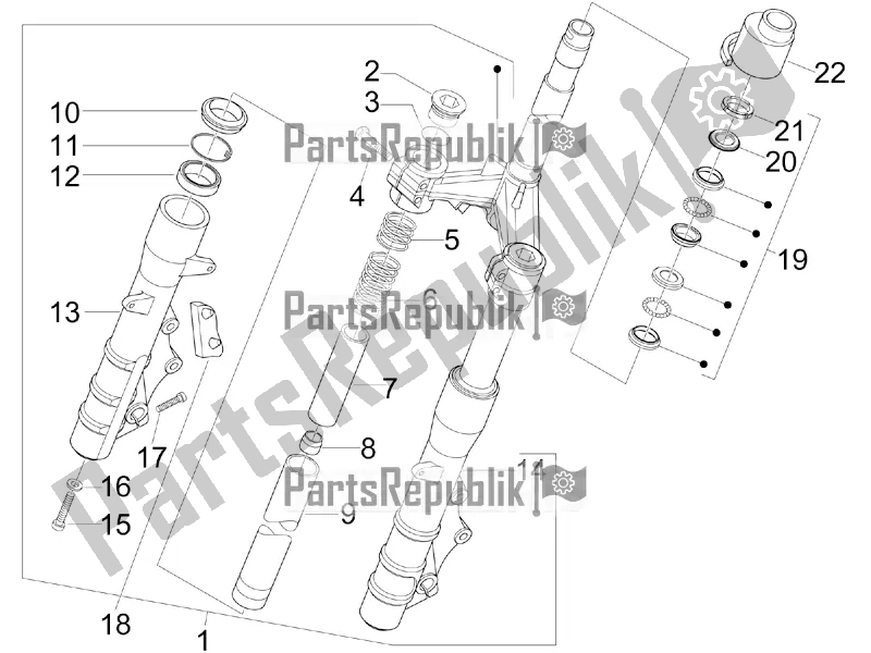 Tutte le parti per il Forcella / Tubo Sterzo - Unità Cuscinetto Sterzo del Aprilia SR MAX 125 2016