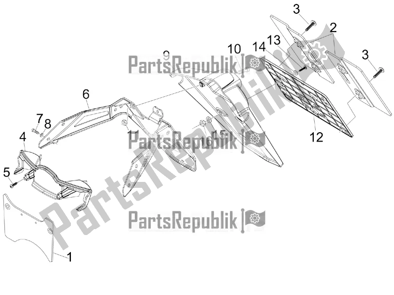 All parts for the Rear Cover - Splash Guard of the Aprilia SR MAX 125 2016