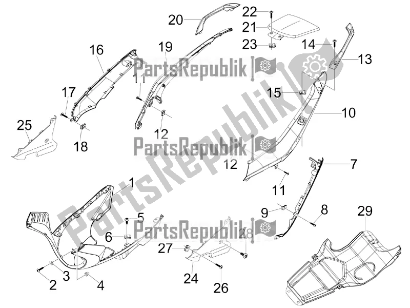 Toutes les pièces pour le Couvercle Latéral - Spoiler du Aprilia SR MAX 125 2016