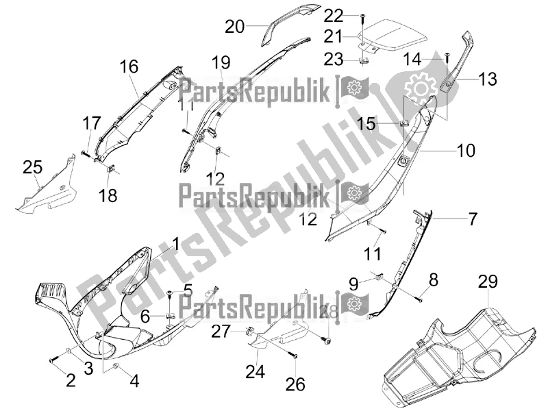 All parts for the Side Cover - Spoiler of the Aprilia SR MAX 125 2016