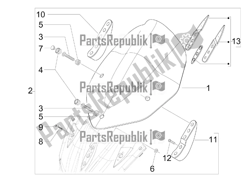 All parts for the Windshield - Glass of the Aprilia SR MAX 125 2016