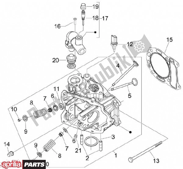 All parts for the Kop Cilinder of the Aprilia SR MAX 80 125 2011