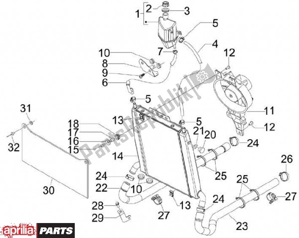 Alle onderdelen voor de Radiator van de Aprilia SR MAX 80 125 2011