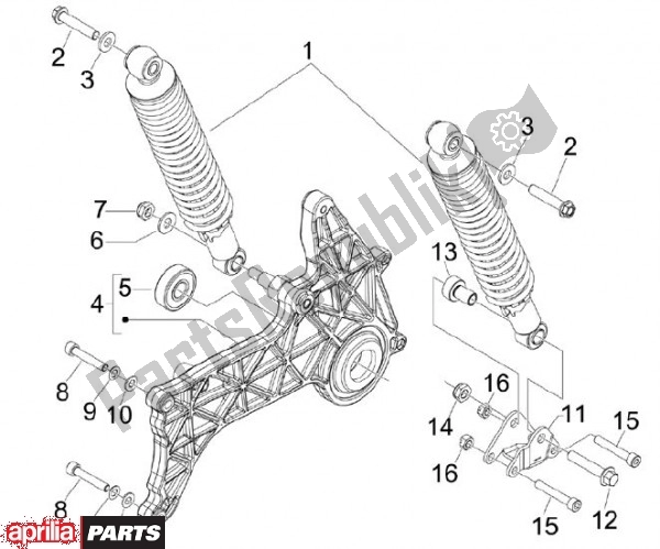 All parts for the Schokdemper Achteraan of the Aprilia SR MAX 80 125 2011