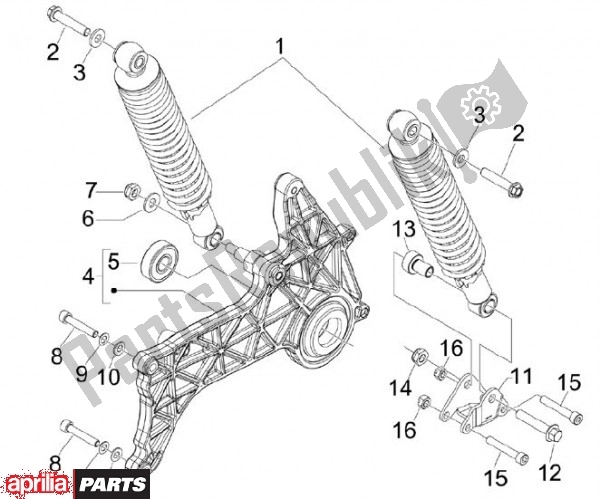 All parts for the Schokdemper Achteraan of the Aprilia SR MAX 80 125 2011