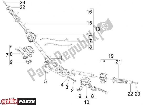 Toutes les pièces pour le Guidon du Aprilia SR MAX 80 125 2011