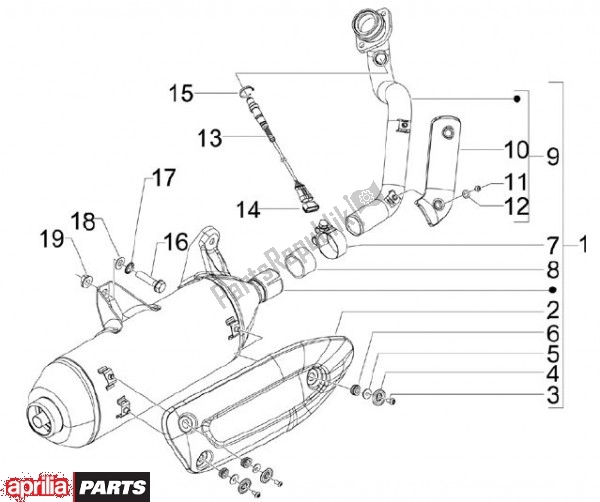 Todas as partes de Escape do Aprilia SR MAX 80 125 2011