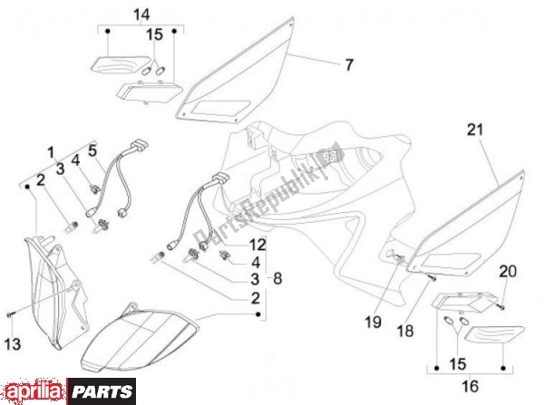 Alle onderdelen voor de Voorlicht van de Aprilia SR MAX 80 125 2011
