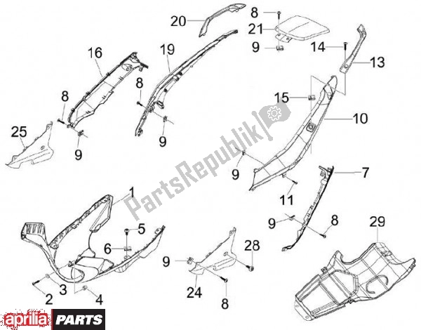 All parts for the Zijbekledingen of the Aprilia SR MAX 80 125 2011