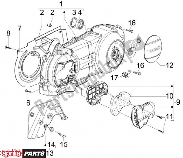 Alle onderdelen voor de Bedekking Variator van de Aprilia SR MAX 79 300 2011