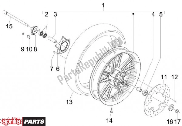 All parts for the Front Wheel of the Aprilia SR MAX 79 300 2011