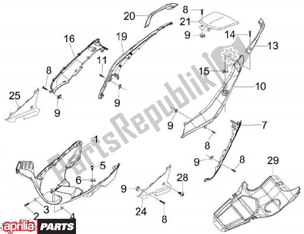 Todas as partes de Zijbekledingen do Aprilia SR MAX 79 300 2011