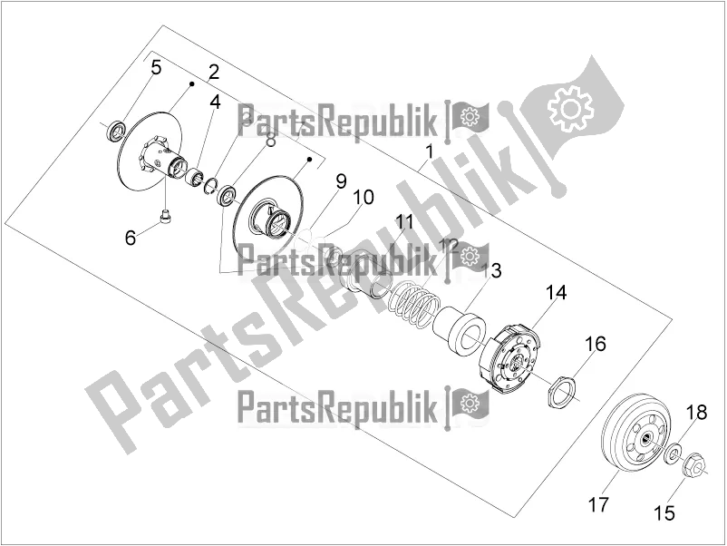 All parts for the Driven Pulley of the Aprilia SR MAX 300 2016