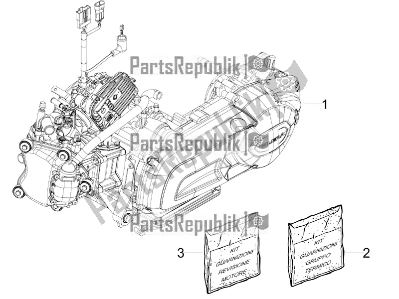 All parts for the Engine, Assembly of the Aprilia SR MAX 300 2016