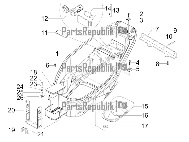 Toutes les pièces pour le Logement De Casque - Sous La Selle du Aprilia SR MAX 300 2016