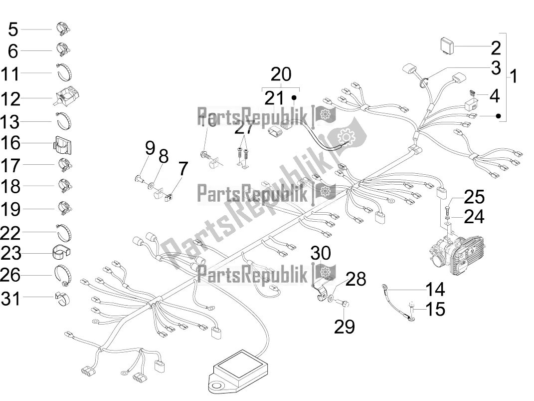 All parts for the Main Cable Harness of the Aprilia SR MAX 300 2016