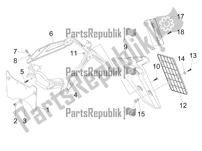 Tutte le parti per il Coperchio Posteriore - Paraspruzzi del Aprilia SR MAX 300 2016