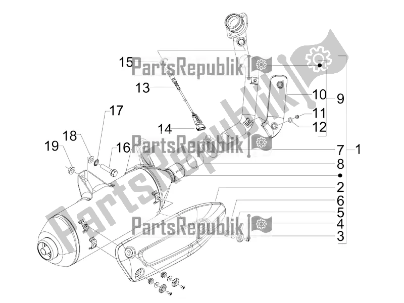 All parts for the Silencer of the Aprilia SR MAX 300 2016