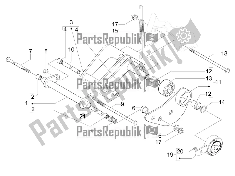 All parts for the Swinging Arm of the Aprilia SR MAX 300 2016