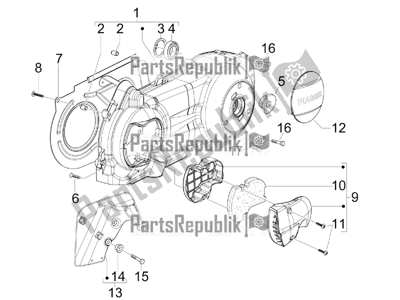 All parts for the Crankcase Cover - Crankcase Cooling of the Aprilia SR MAX 300 2017